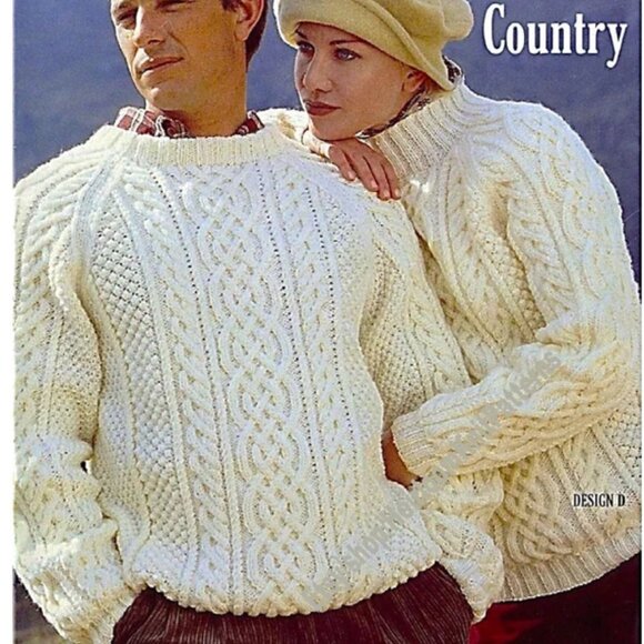 Vintage handmade wool fisherman cable weave crew neck sweater westerly cream L - Picture 1 of 10